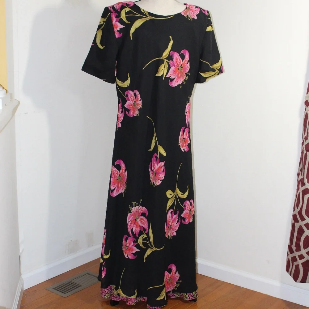 Jessica Howard, Vintage 90s  Pink Hibiscus floral  dress - Picture 3 of 9
